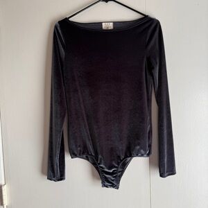 Project Social T Los Angeles Dark Green Velour Longsleeve Bodysuit Size Small
